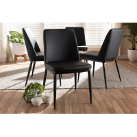 Baxton Studio 150595-Black-4PC-Set Darcell Modern and Contemporary Black Faux Leather Upholstered Dining Chair (Set of 4)